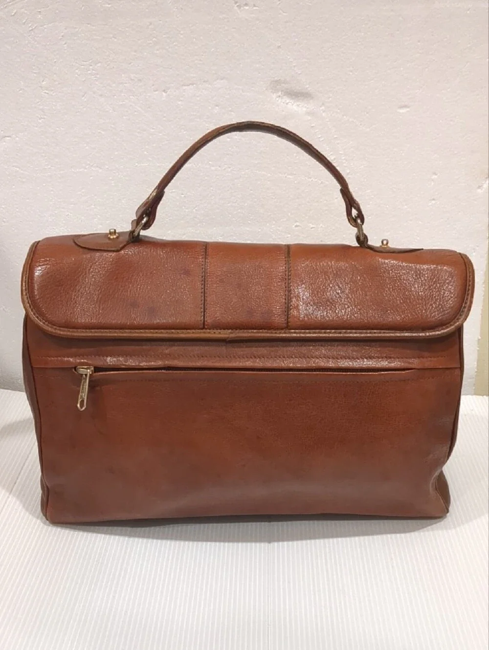 Italian Vintage Brown Leather Doctor-Style Briefcase Satchel